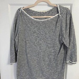 Eileen Fisher Black and White Striped Boatneck Top